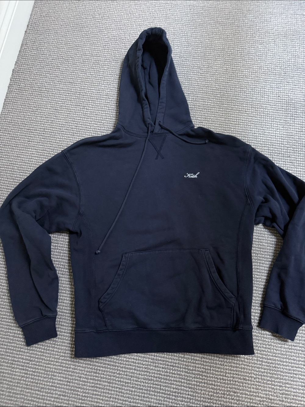 Kith Navy Blue Hoodie with Embroidered Logo